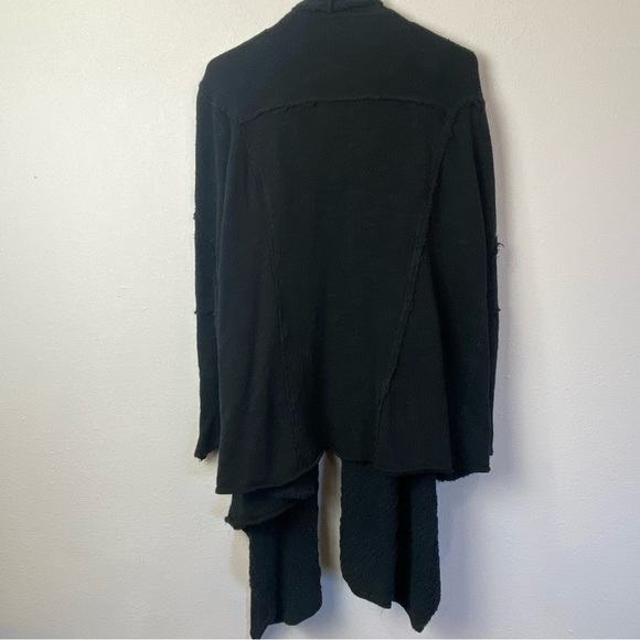 Free People In The Loop Cardigan Sweater Waterfall Black Terry Pockets zip Sz M - Picture 2 of 8